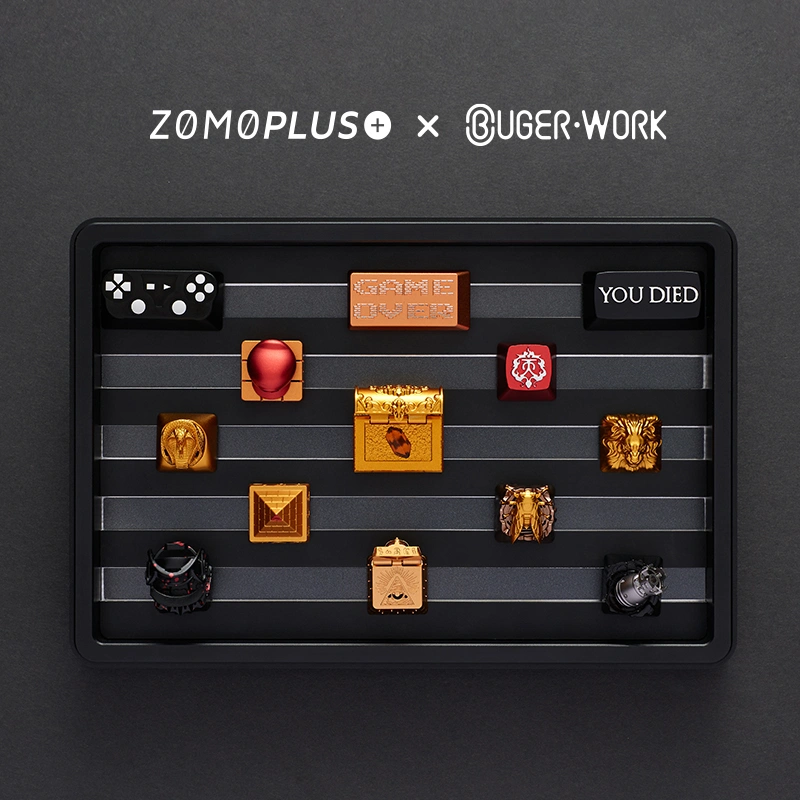 ZOMOPLUS x BUGERWORK Metal Keycap Storage Box ZOMOPLUS X BugerWork keycap box with magnetic adapter, compatible with large and vertical keycaps.