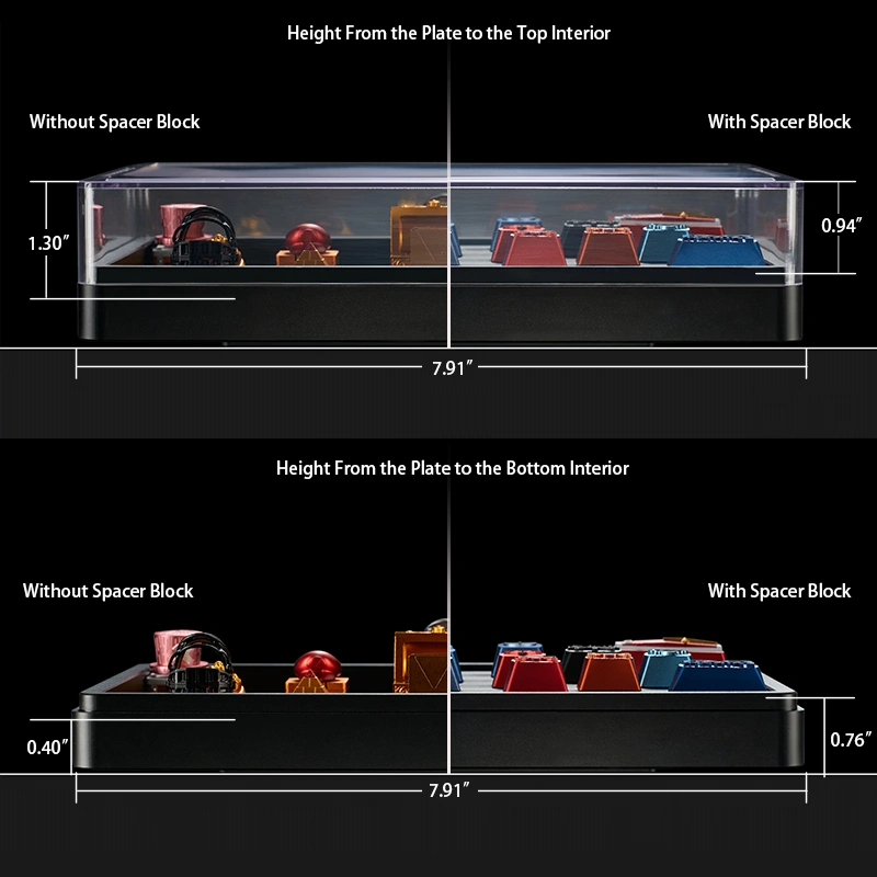 ZOMOPLUS x BUGERWORK Metal Keycap Storage Box ZOMOPLUS X BugerWork Metal Keycap Storage & Display Box with removable spacers for varied keycap heights and designs.
