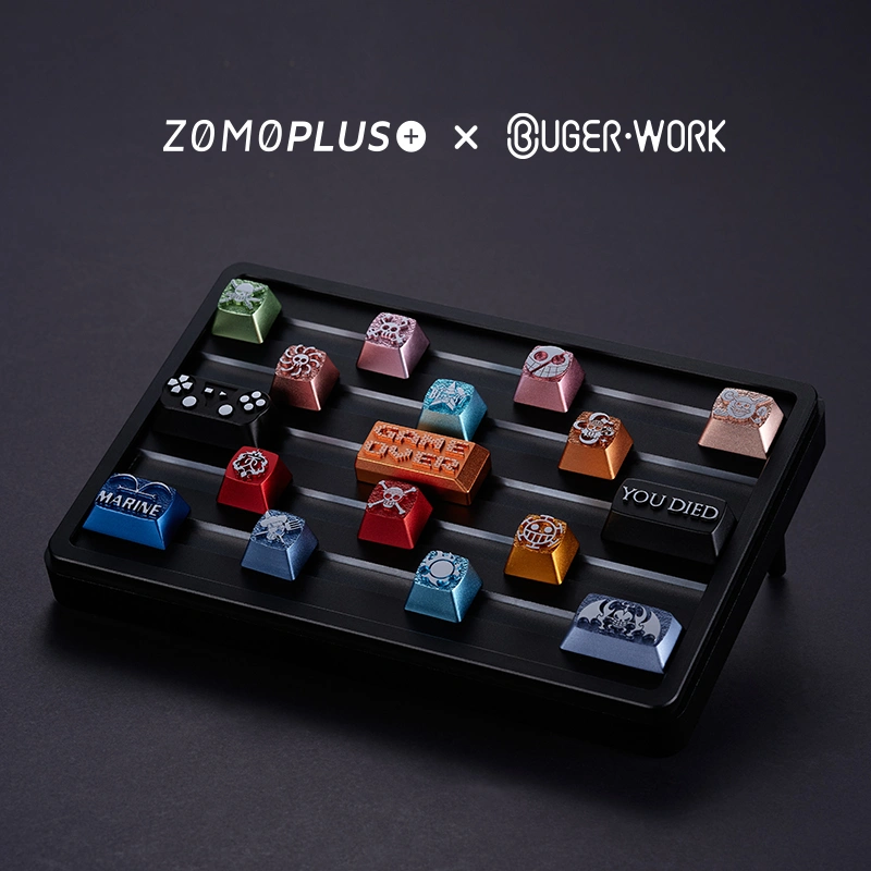 ZOMOPLUS x BUGERWORK Metal Keycap Storage Box ZOMOPLUS X BUGER WORK Metal Keycap Storage Box with keycaps displayed at a low angle, easily transforming into a photo frame.