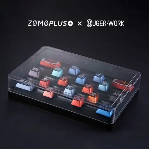 Display and organize various keycaps with ZOMOPLUS X BugerWork metal case, perfect for keycap enthusiasts.