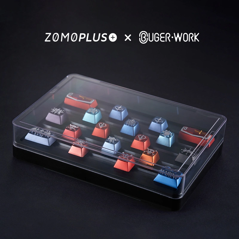 zomoplus-bugerwork-sleek-metal-keycap-storage-box Display and organize various keycaps with ZOMOPLUS X BugerWork metal case, perfect for keycap enthusiasts.