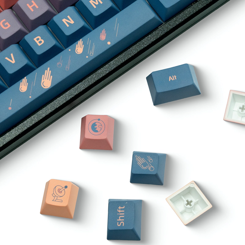 Close-up of XVX Spacecraft Cherry Profile Keycap, showing textured PBT surface and crisp dye-sublimated spacecraft legend