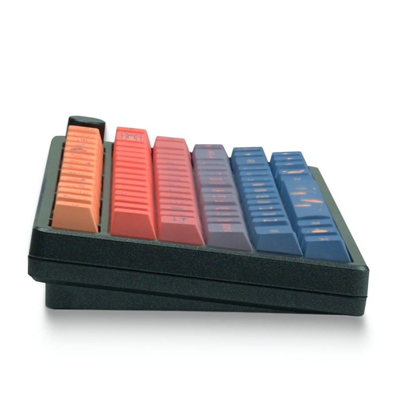 Side view of XVX Spacecraft Cherry Profile Keycaps Set, showing ergonomic height gradient across all rows