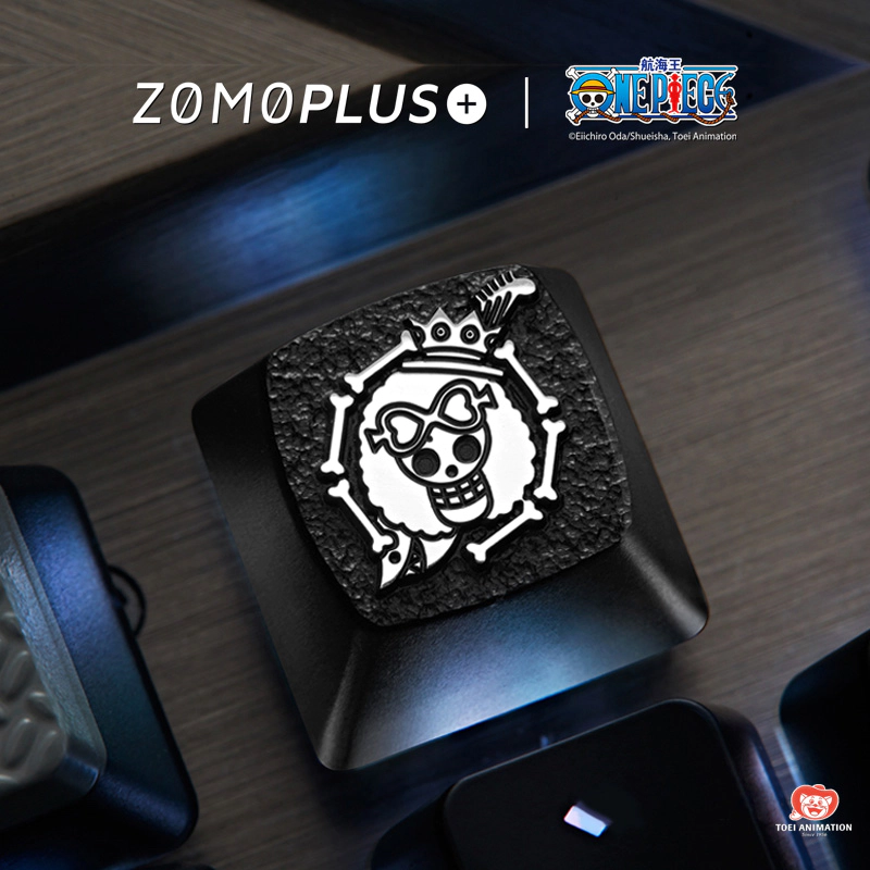 ZOMOPLUS Brook Keycap shown on the keyboard, emphasizing intricate details and playful design.