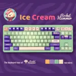 Mint and purple Rocket Hammer Ice Cream KCA keycap set, a perfect match for green and purple keyboards.