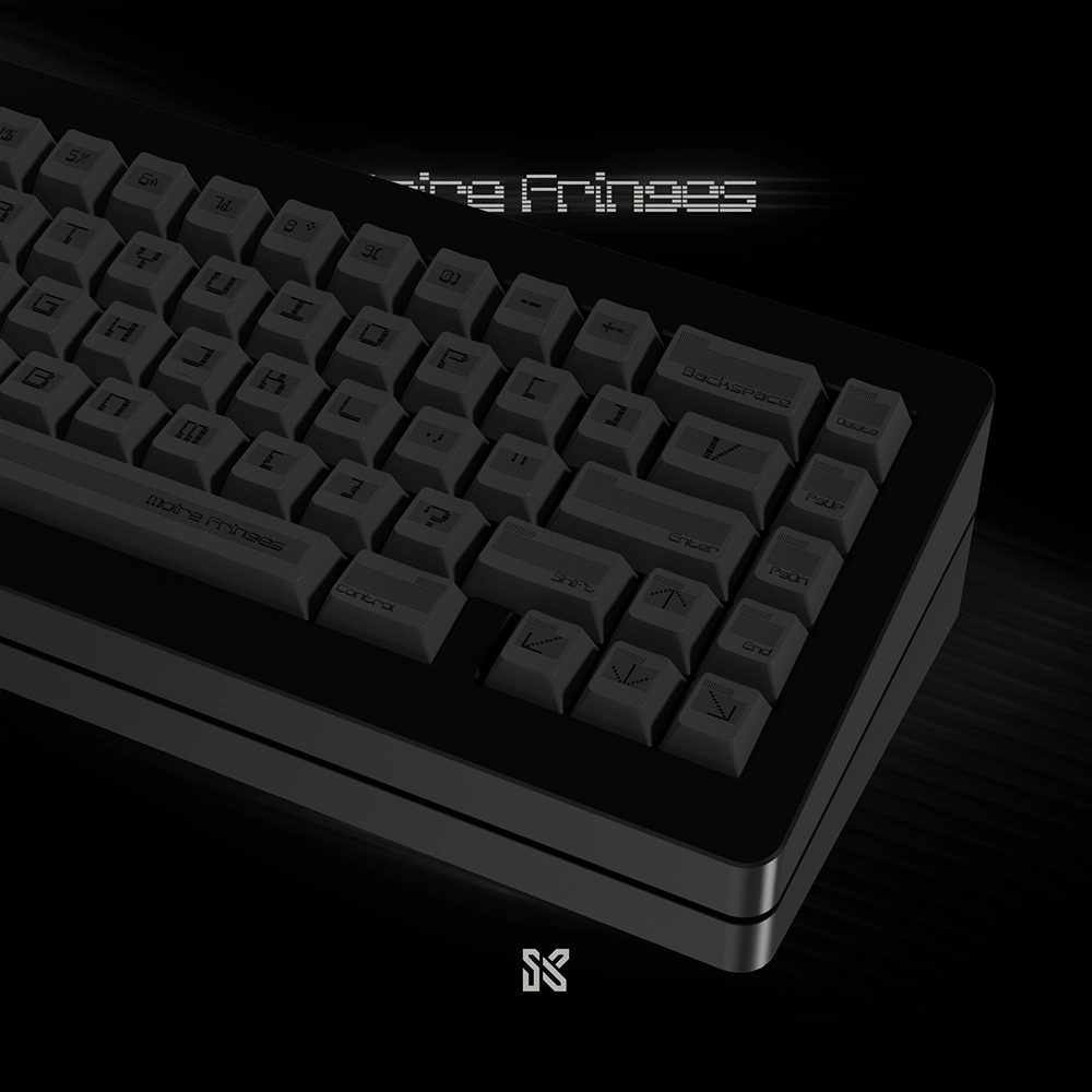 Durable black PBT keycap set with moire pattern, MX-compatible for custom keyboards.