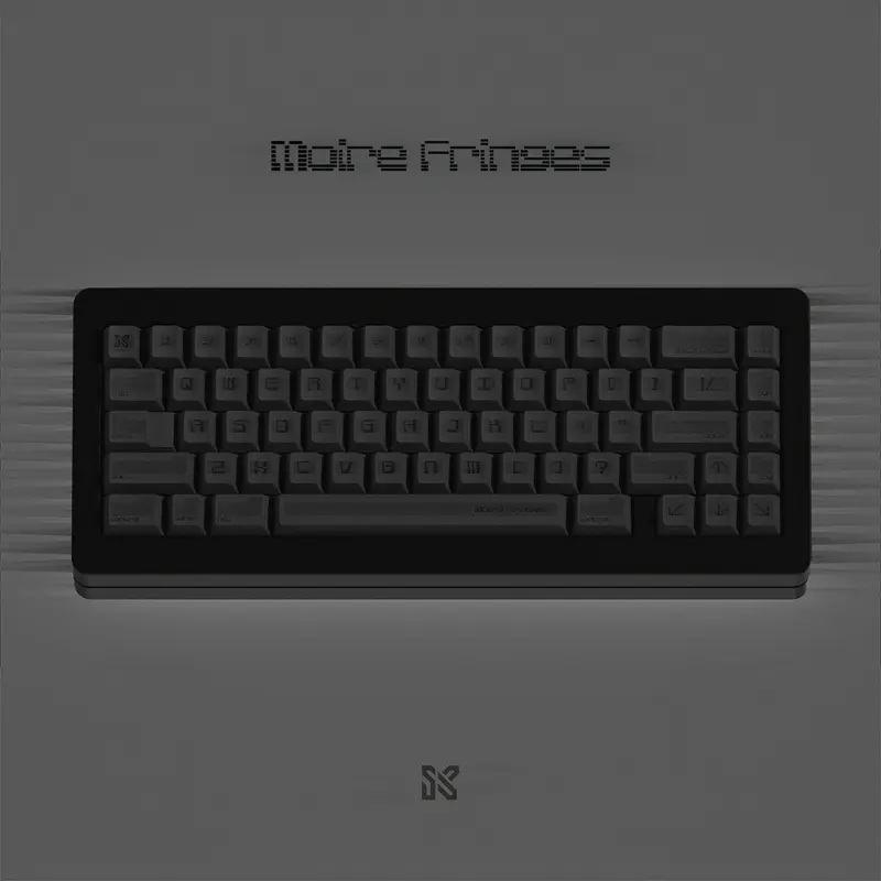 Retro stripes design on black PBT keycaps for a sleek mechanical keyboard look.