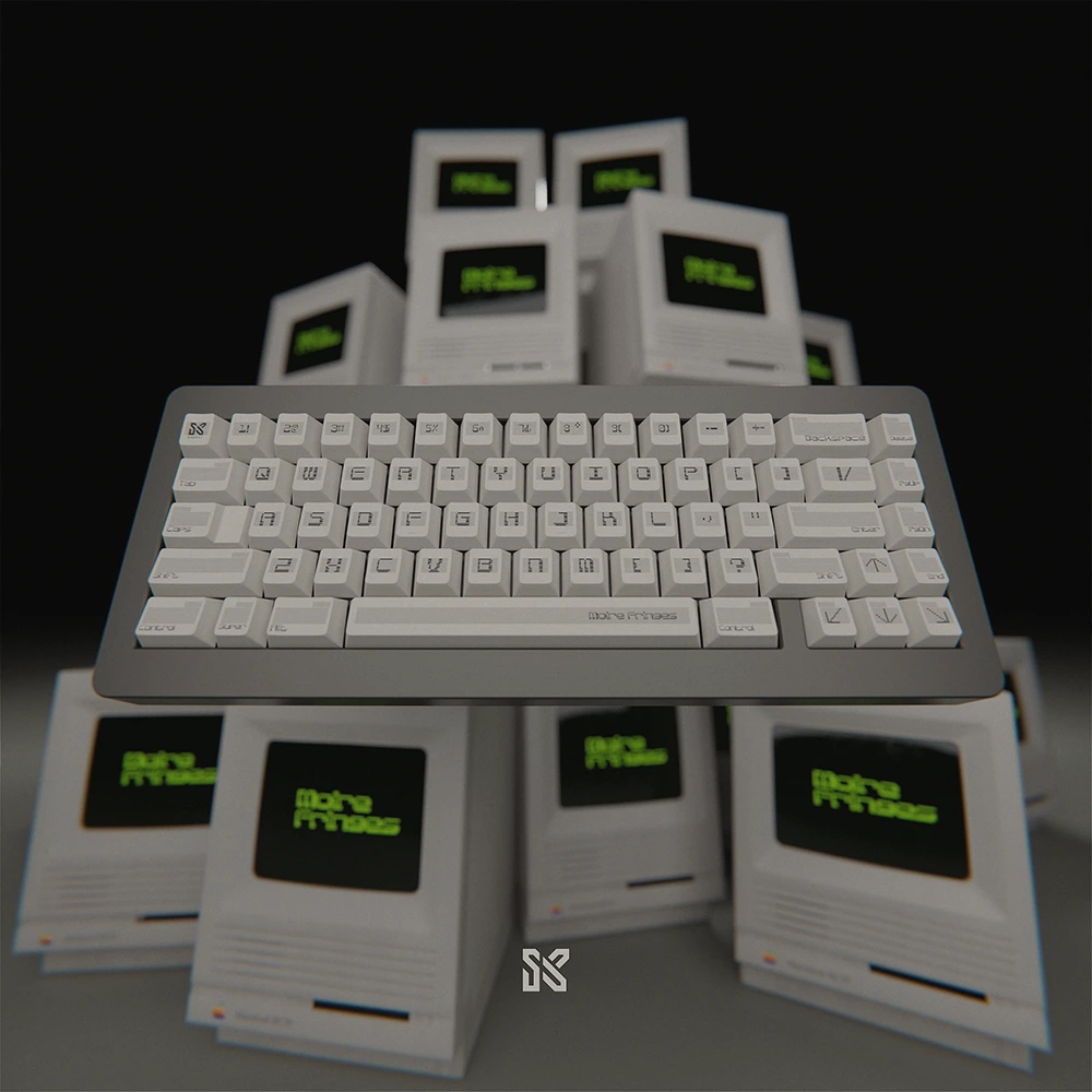 cherry profile sinokey white keycap set with clean, pixelated legends