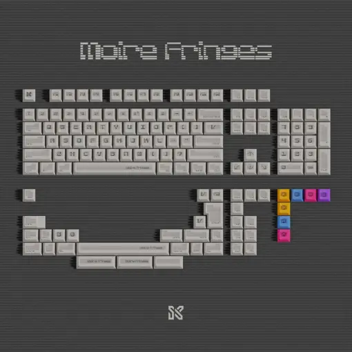 SINOKEY Moire Pattern White Retro keycap set with 144 keys and Cherry profile.