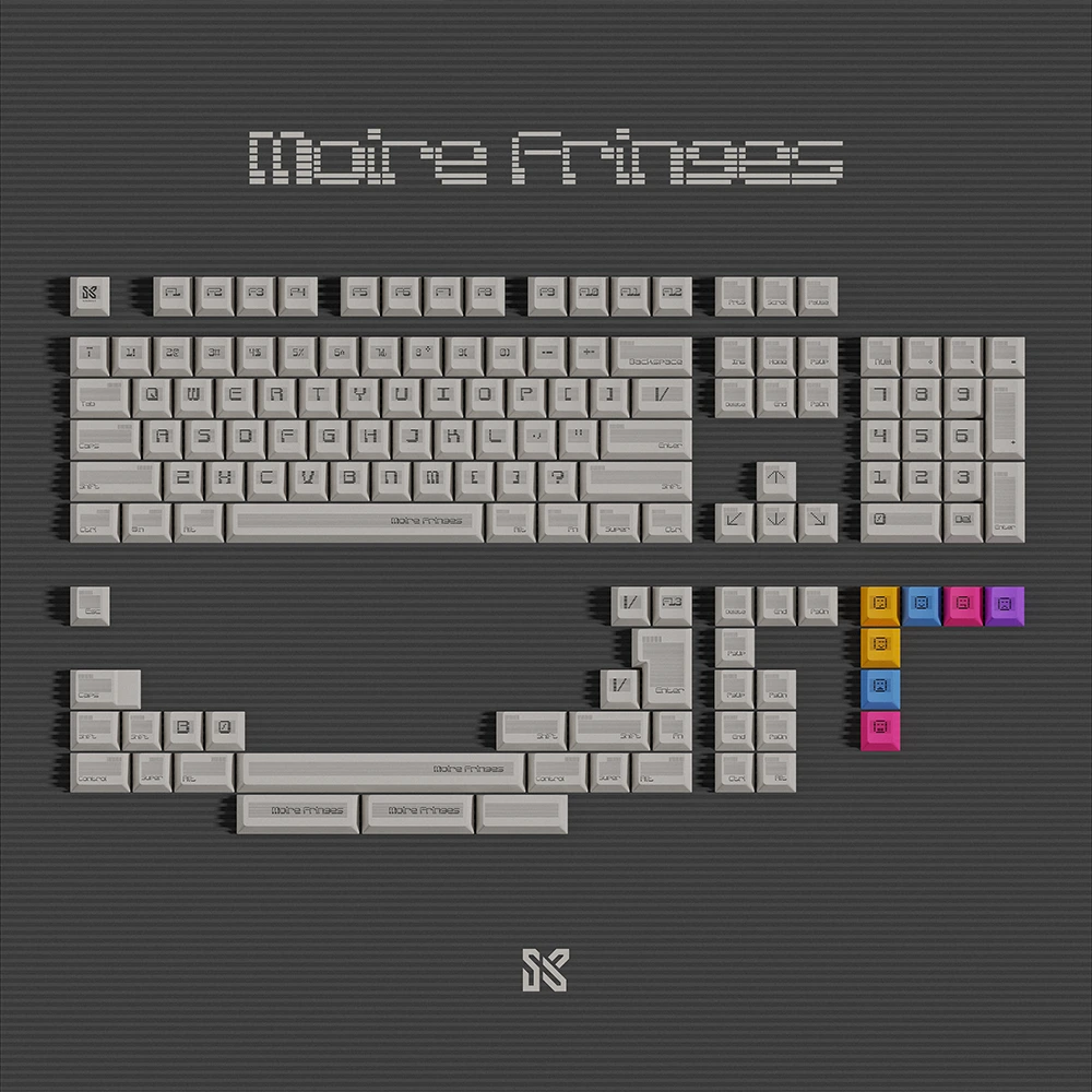 SINOKEY Moire Pattern White Retro keycap set with 144 keys and Cherry profile.