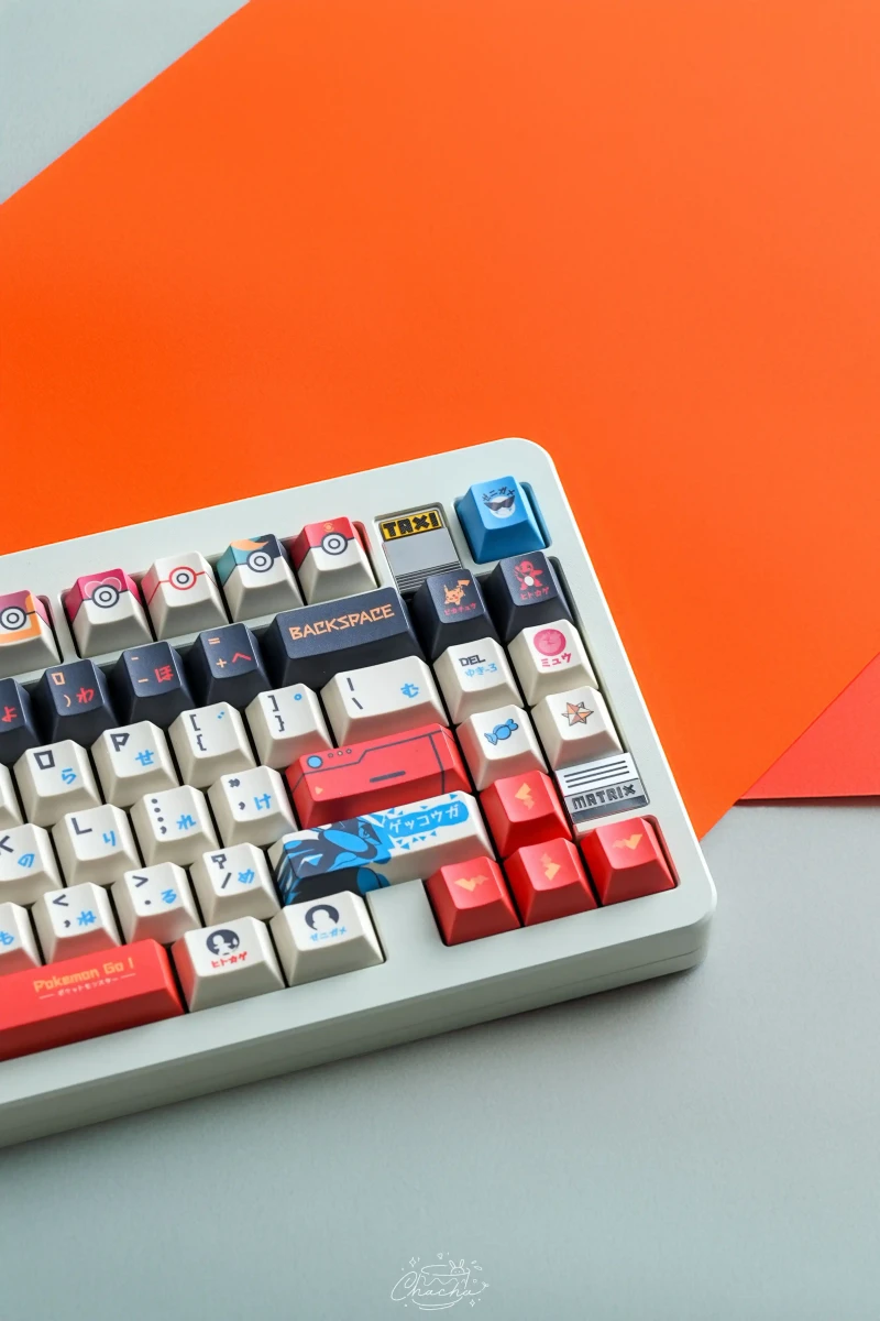 Pokemon Master Cherry Profile Keycaps Colorful Pokemon themed keycaps set with cherry profile design showing premium artisan quality and gaming aesthetics