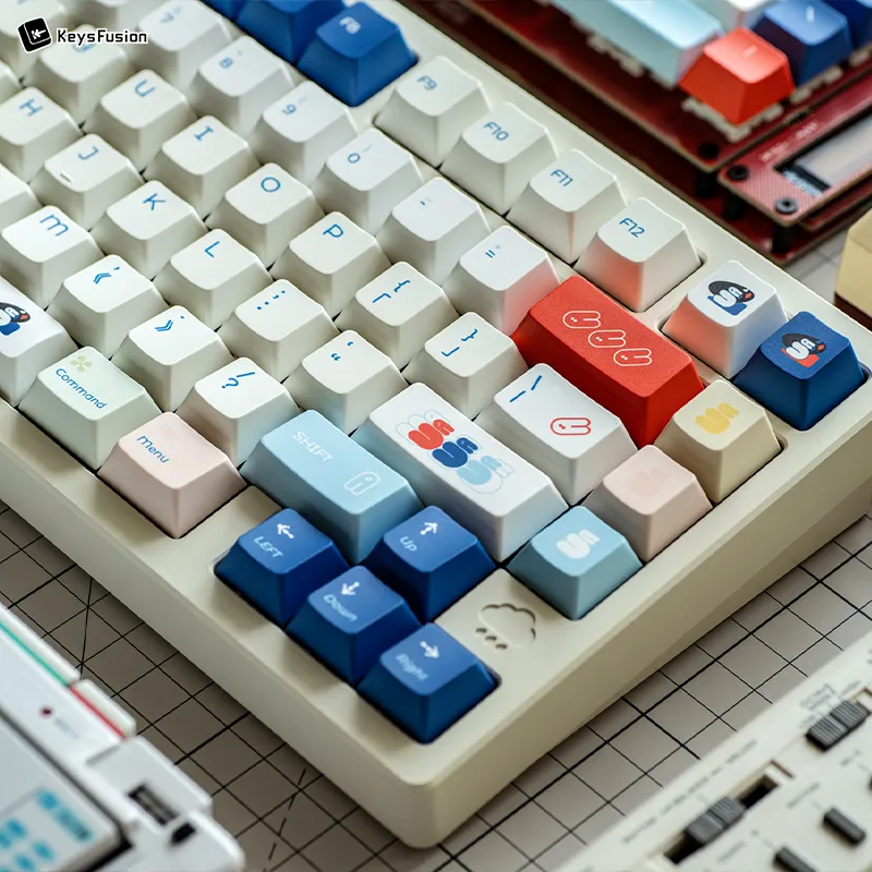 SINOKEY White Rabbit Cherry keycaps right section featuring colorful arrow keys and candy-themed accent keys