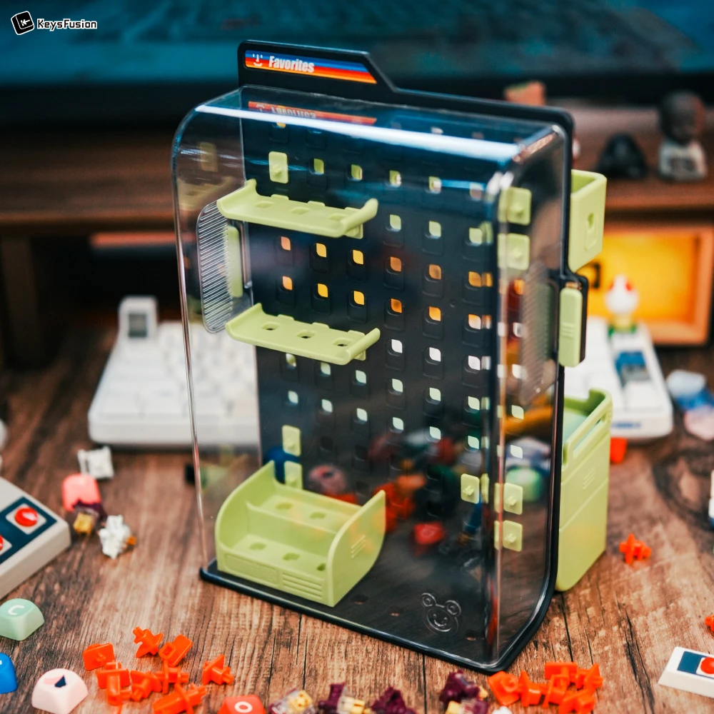 keysfusion-keycap-storage-display-pegboard-case-black-green Keycap Storage & Display Pegboard Case