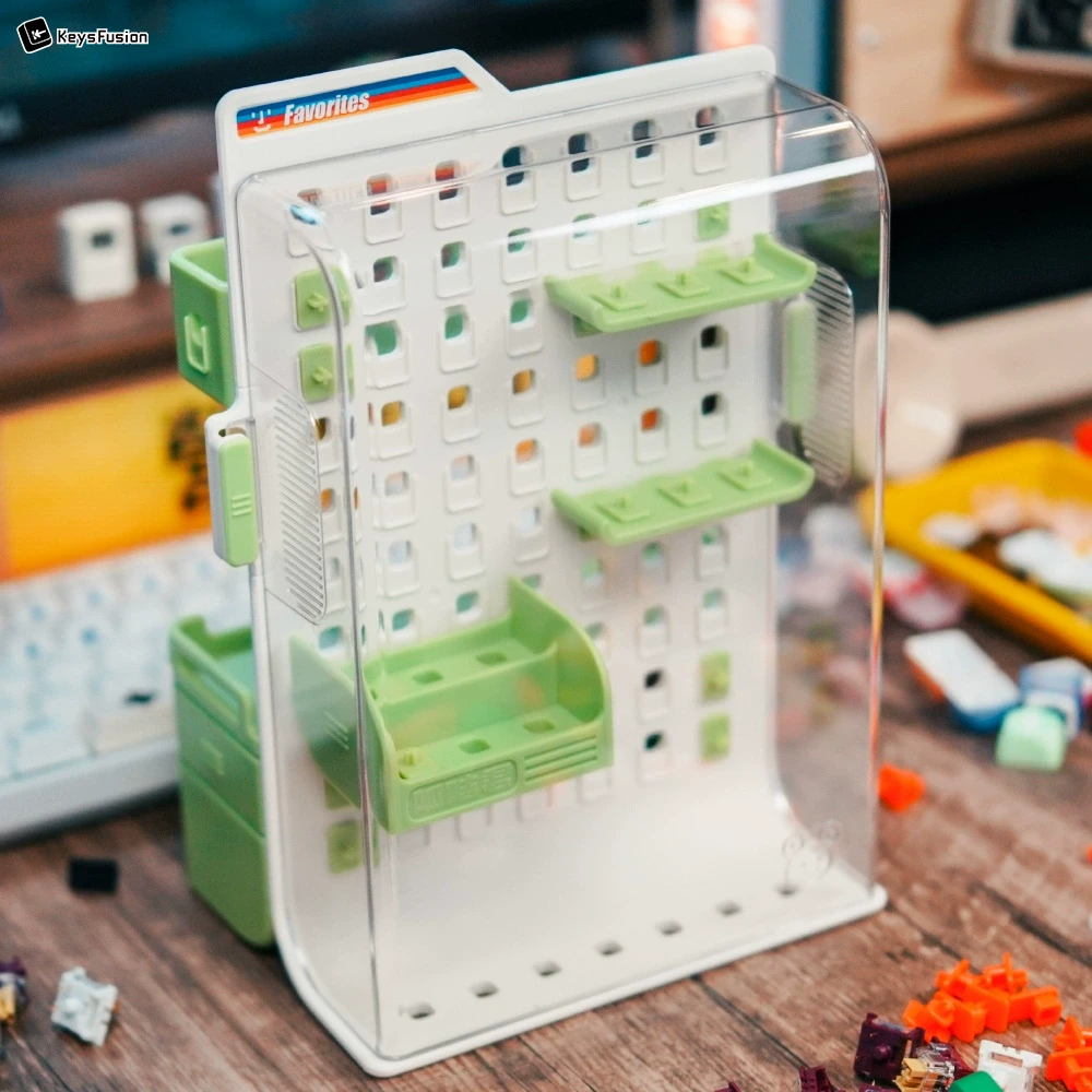 keysfusion-keycap-storage-display-pegboard-case-white-green Keycap Storage & Display Pegboard Case