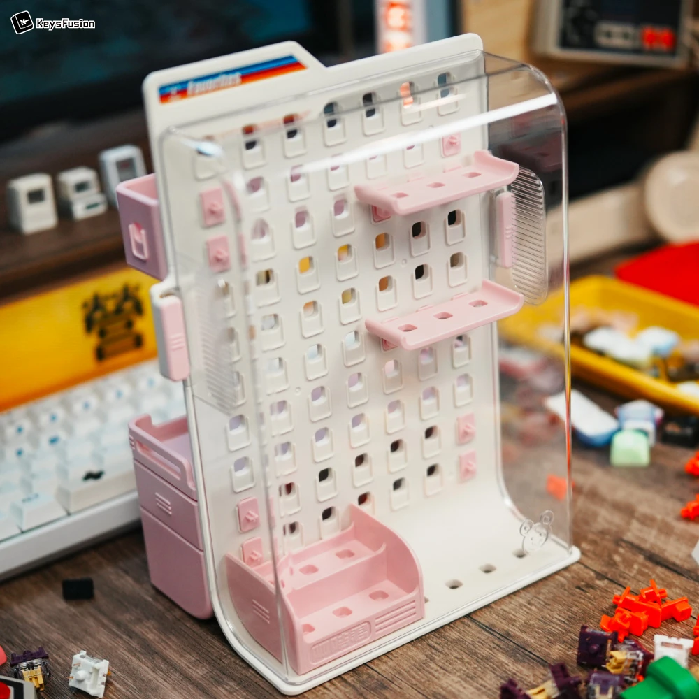 keysfusion-keycap-storage-display-pegboard-case-white-pink Keycap Storage & Display Pegboard Case