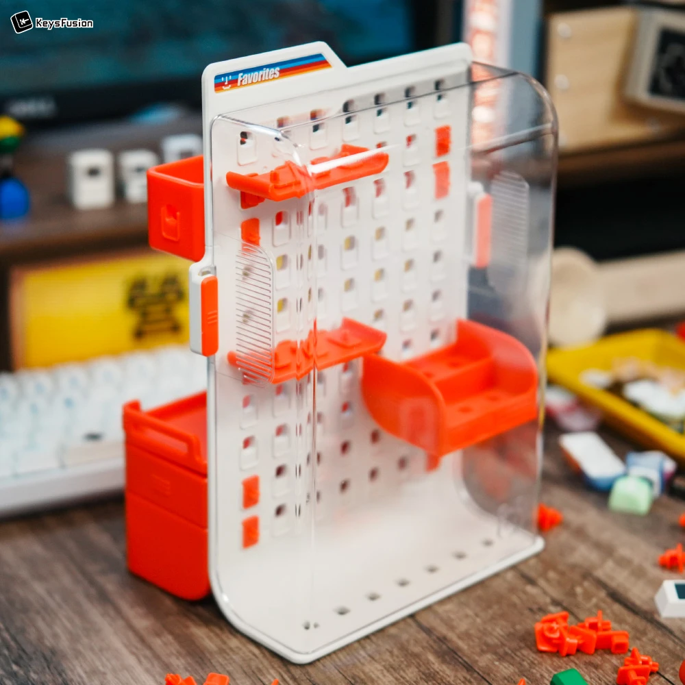 keysfusion-keycap-storage-display-pegboard-case-white-red Keycap Storage & Display Pegboard Case