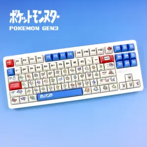 Pokemon Generation 3 Cherry profile keycaps full keyboard with Ruby Sapphire pixel art sprites