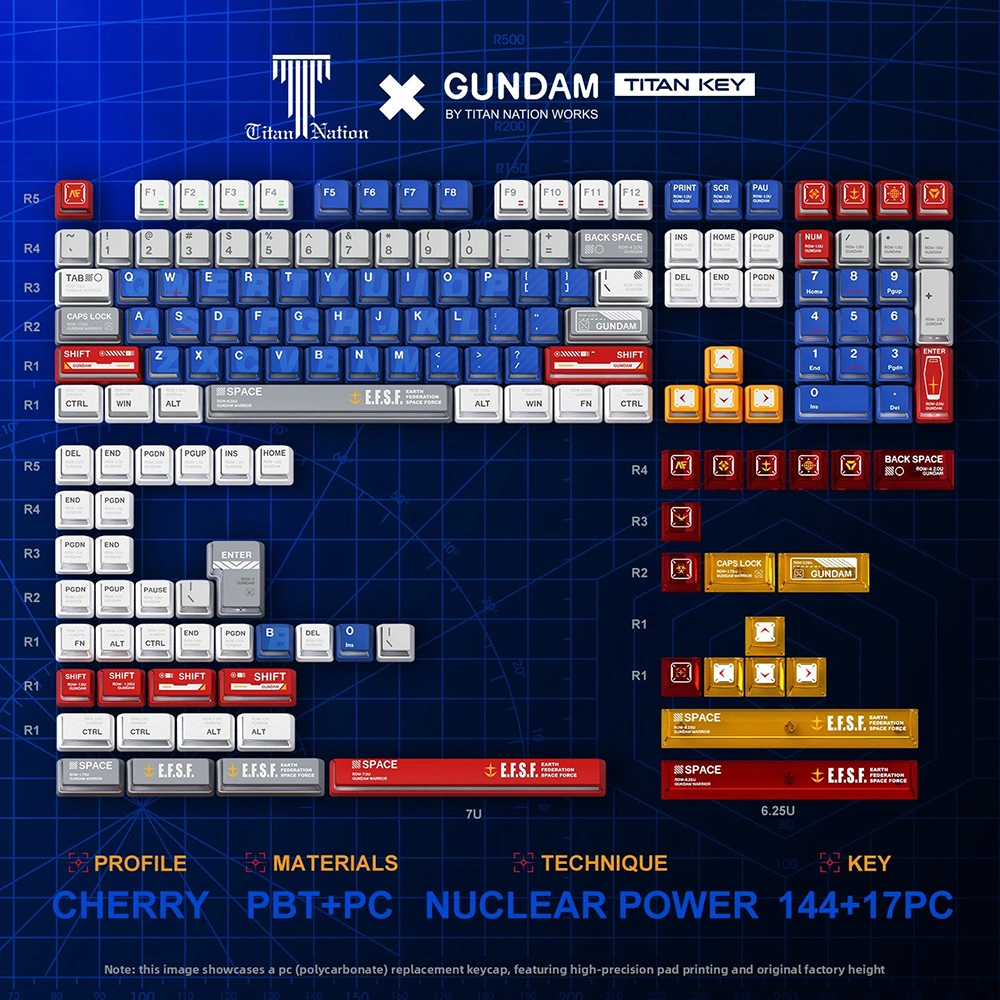 keysfusion-gundam-keycaps-nuclear-power-pc-layout Gundam Nuclear Power & Cherry Profile Side-lit Keycaps