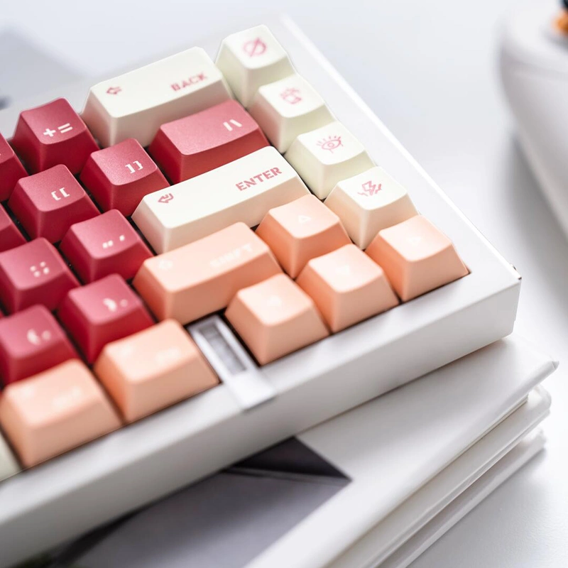 Cherry profile red keycaps showing gradient from coral to red with Enter detail