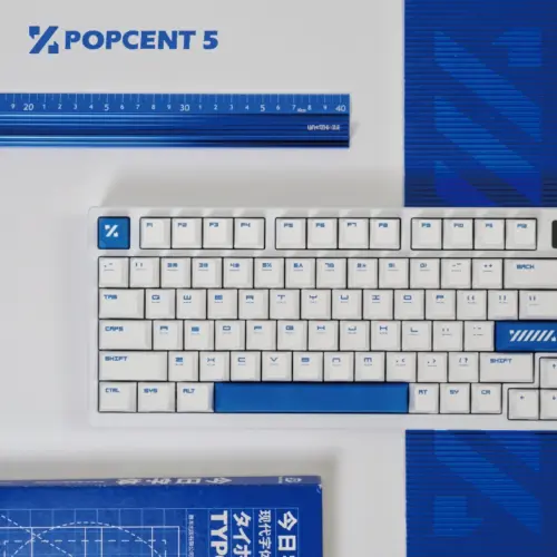 Scale Blue Cherry profile keyboard with white base and blue spacebar detail