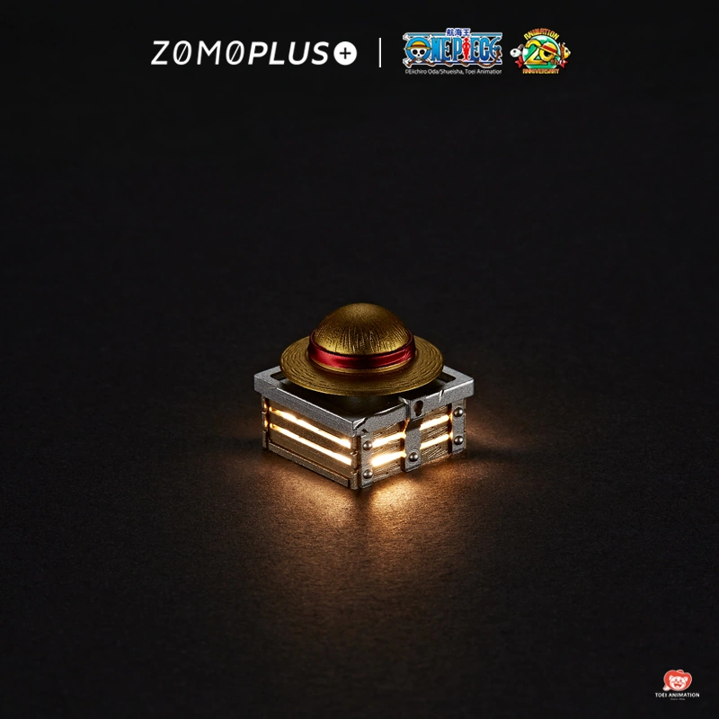 Luffy's rotating straw hat aluminum artisan keycap with illuminated treasure chest base