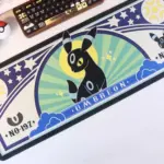 Pokemon Umbreon Large Gaming Desk Mat with No 197 design and celestial patterns on a desk.