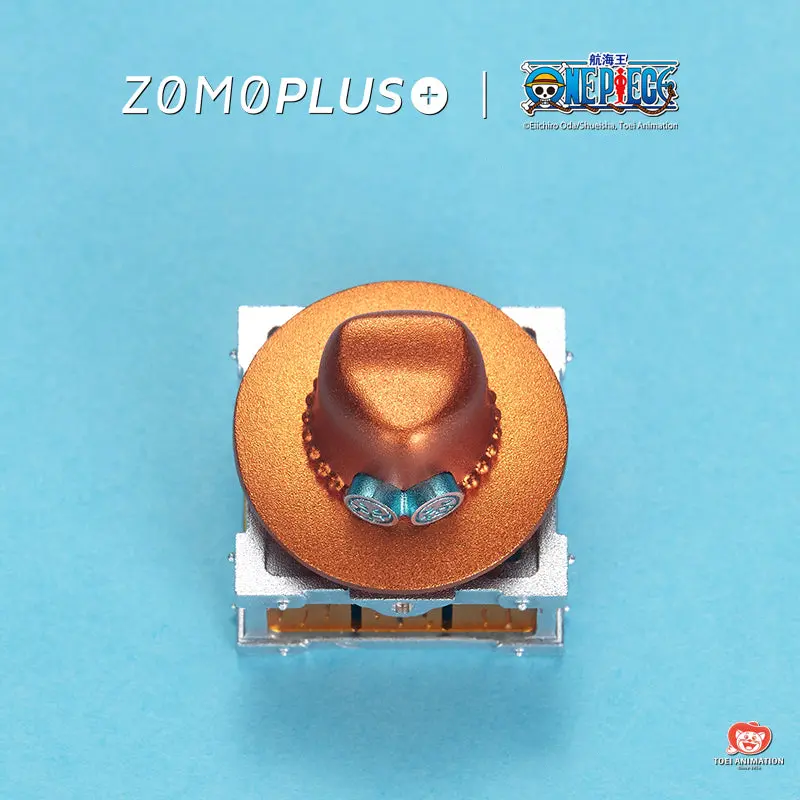 ZOMOPLUS One Piece Ace’s Hat Rotating Aluminum Artisan Keycap Top view of a bronze aluminum artisan keycap shaped like Portgas D. Ace's signature hat from One Piece.