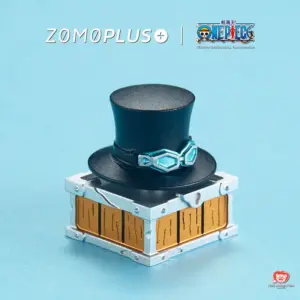 ZOMOPLUS Sabo Hat Artisan Keycap ZOMOPLUS One Piece Sabo Hat rotating aluminum keycap on blue background.