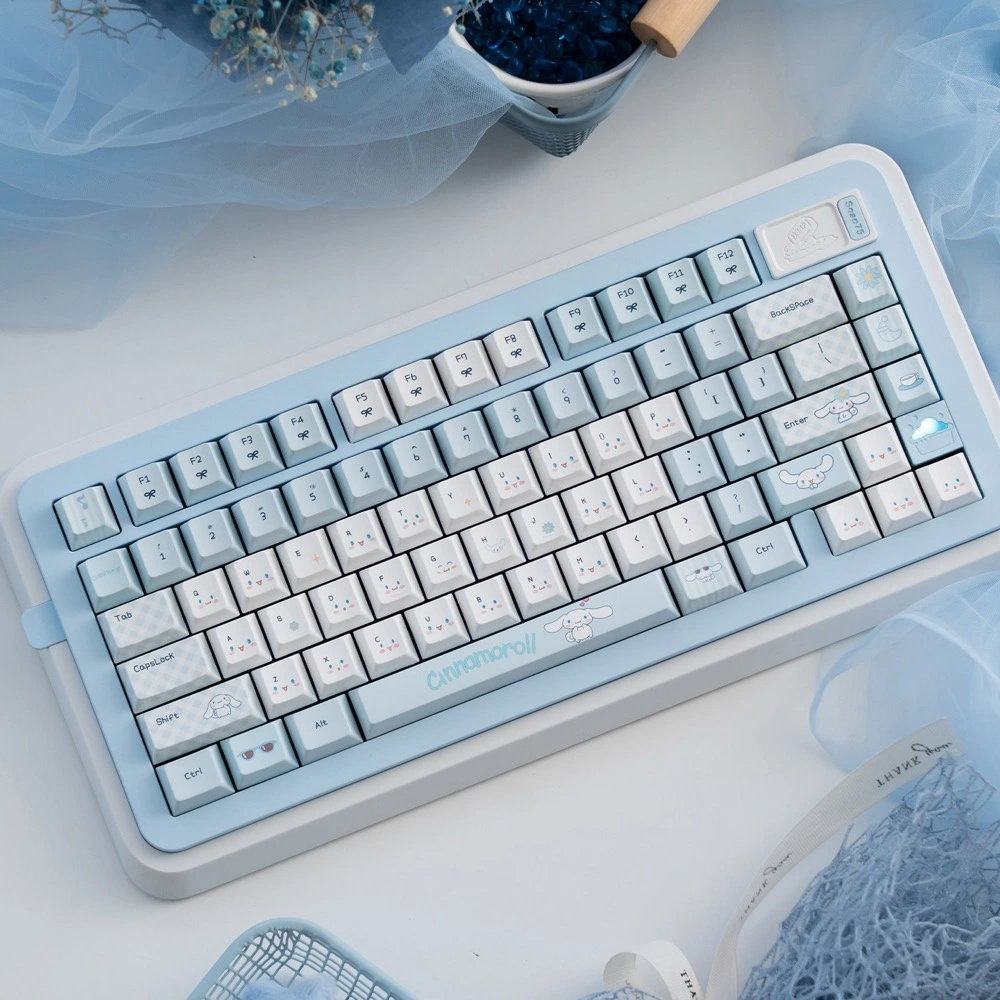 Cinnamoroll Cherry Profile PBT accent and spacebar keycaps with character motifs and themed novelties