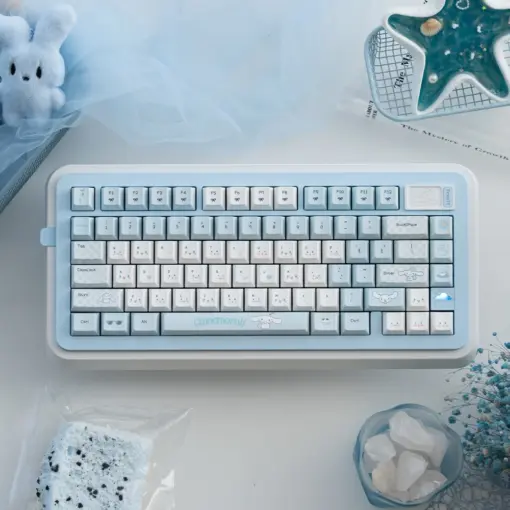 Cinnamoroll Cherry Profile Artwork Detail Macro detail of Cinnamoroll character dye-sublimated artwork on Cherry Profile PBT keycaps