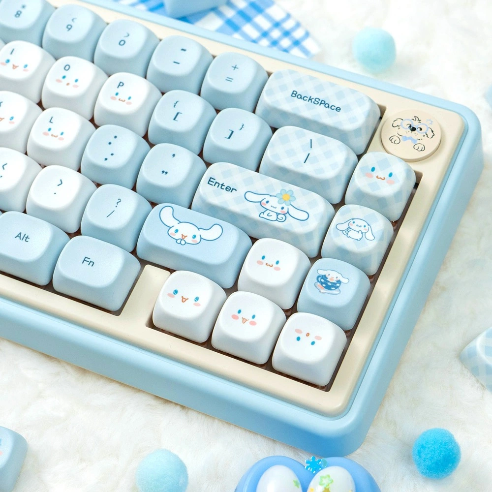Cinnamoroll MOA Profile PBT 152-key full keycap kit spread with uniform profile and Sanrio novelties
