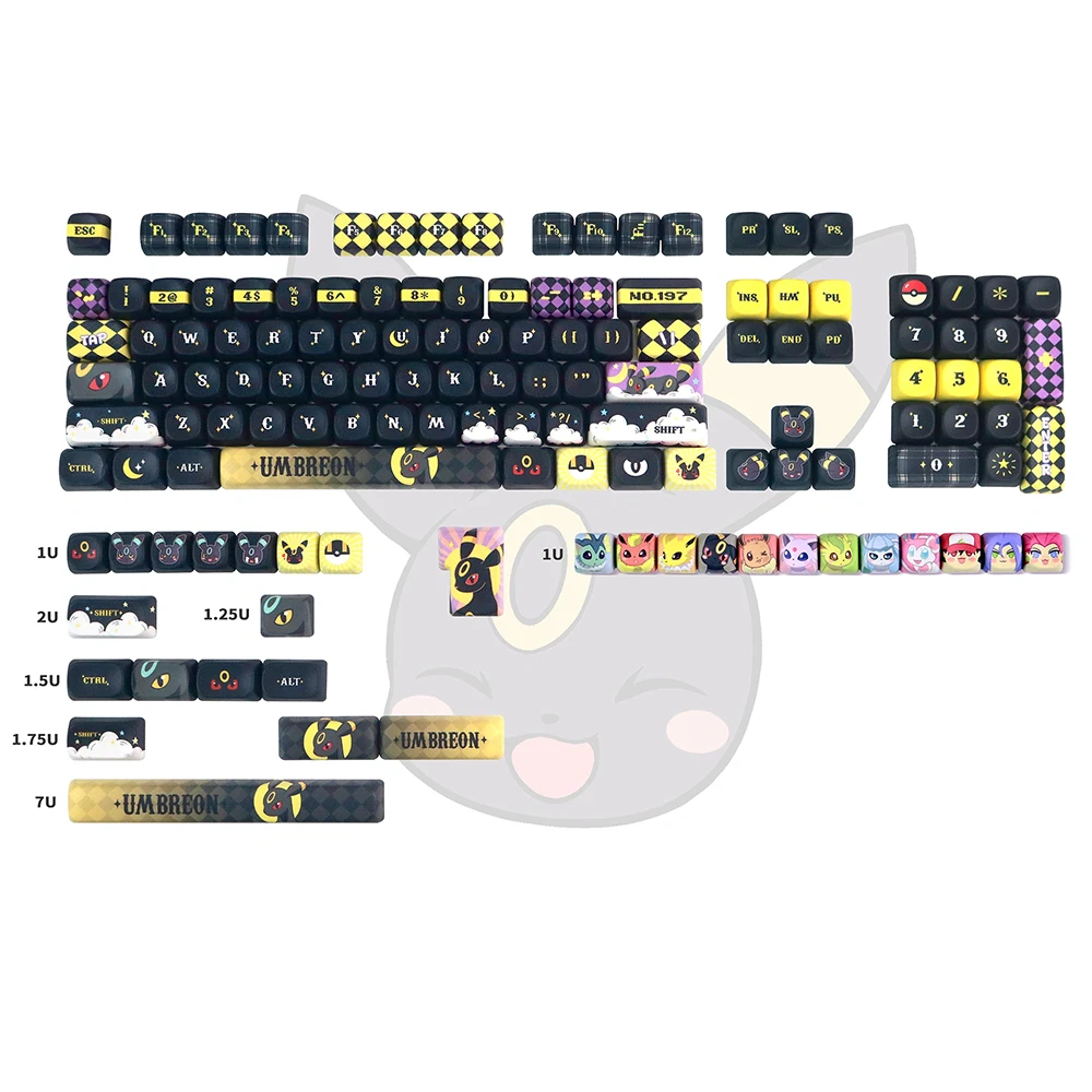 Moonlit Companion MOA profile keycaps full kit layout showing black warm gold color and novelties
