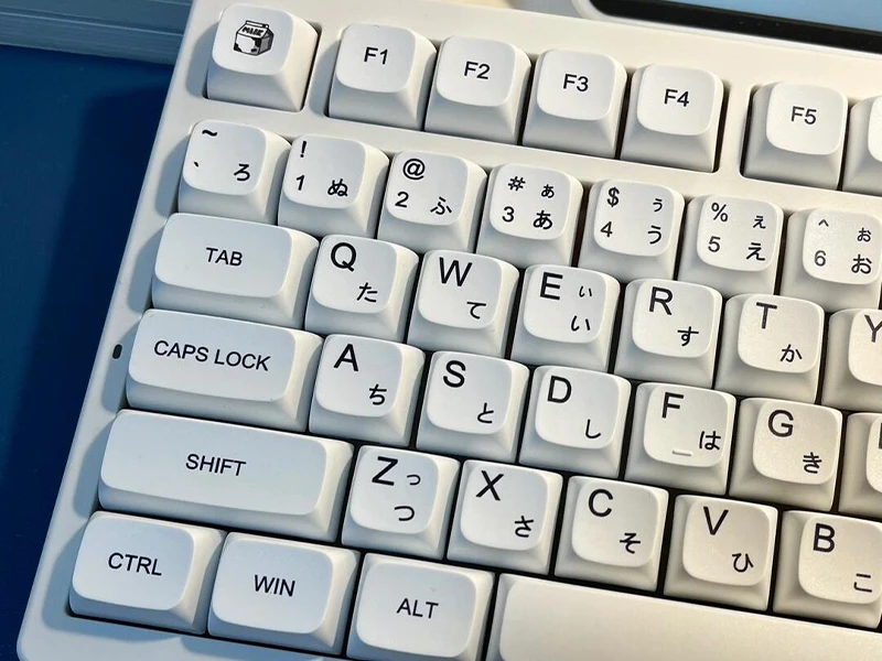 XDA Profile keycaps on a mechanical keyboard showing the flat uniform row height