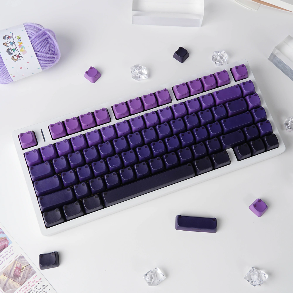 Purple MAO Profile keycaps with two raised cat-ear shapes on each cap