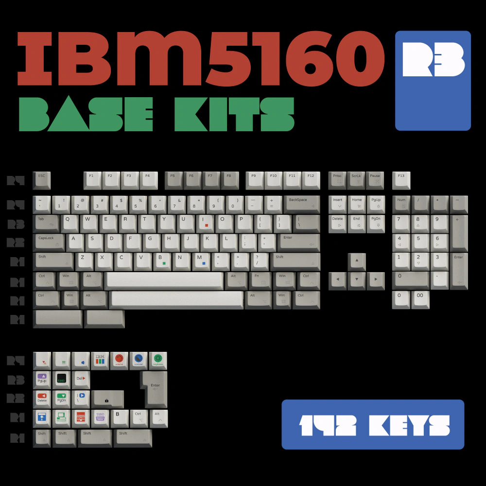 Black diagram labeled Base Kits with a keyboard arrangement and separate novelty key groups.